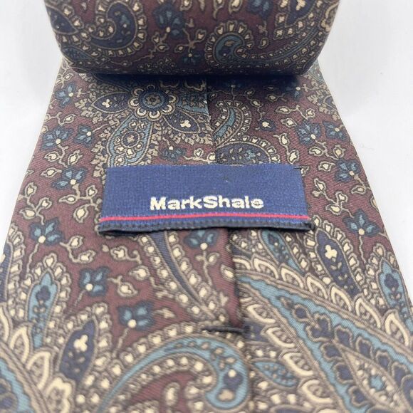 Robert Talbott Mark Shale Tie Vintage Necktie Paisley 100% Silk‎ USA Burgundy - Picture 3 of 5